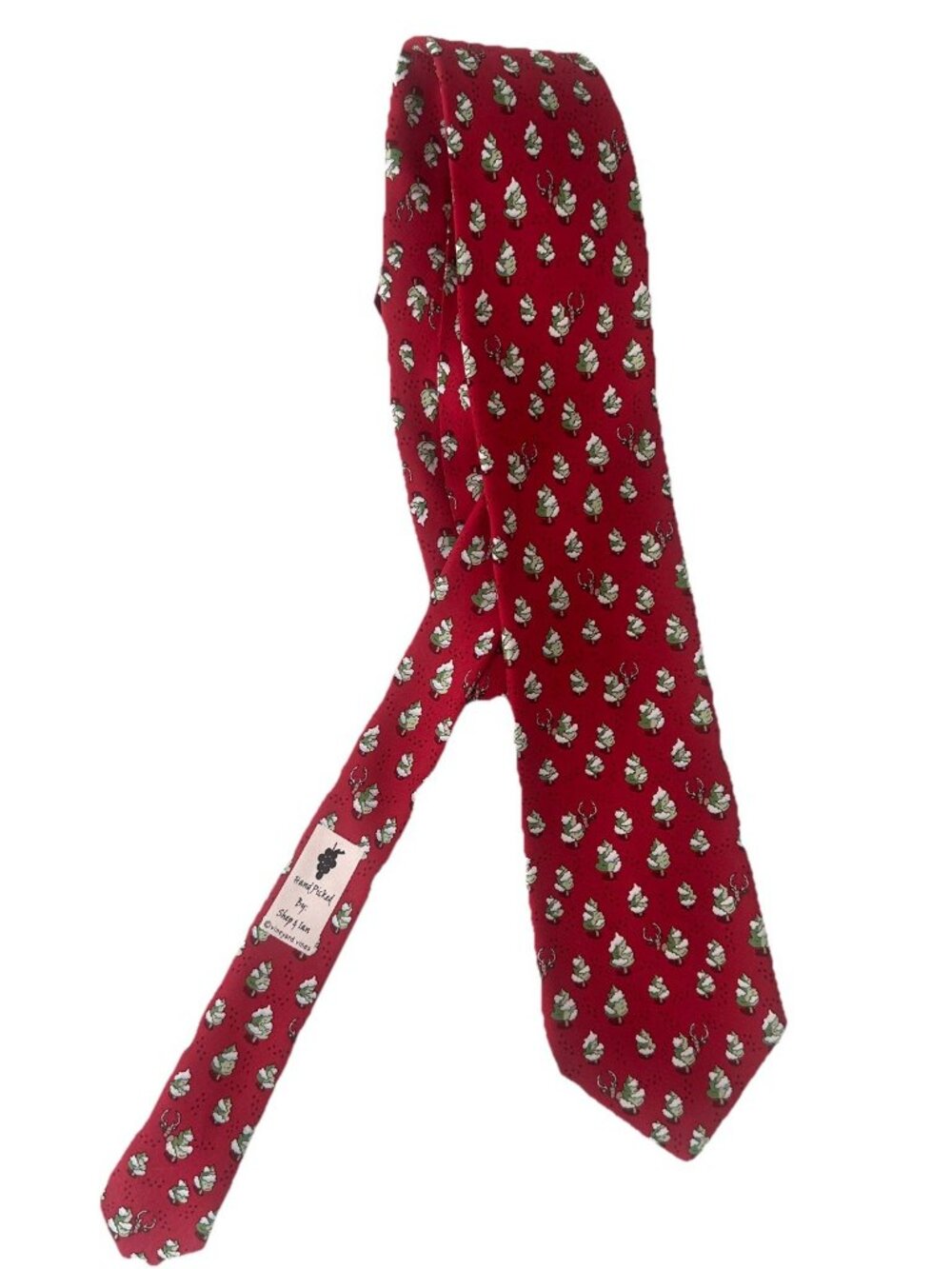 Vineyard Vines Red Christmas Tie Silk Tree Pattern Classic Length